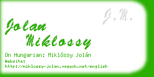 jolan miklossy business card