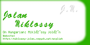 jolan miklossy business card